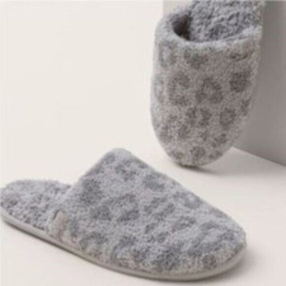 Barefoot Dreams Slippers In The Wild Animal Print Grey Slip-On Mule Slide Cozy S - Picture 1 of 10